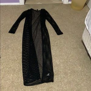 Black sheer net long cardigan